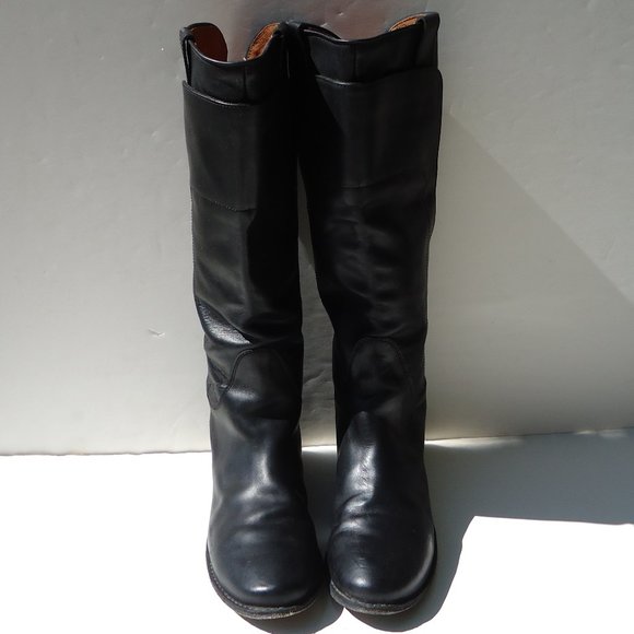 SIZE 7 B. FRYE Paige tall riding black leather boots. - Picture 2 of 16
